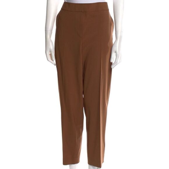 St. John Pants - St. John Straight Leg Mid Rise Trouser Pants Press Pleats in Brown Women’s 10